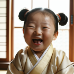 **

A warm, candid snapshot of a Korean baby during their "Doljanchi." The baby is laughing, surrounded by family in traditional Korean attire. Soft, natural light filters through a nearby window. Focus on capturing the joy and intimacy of the moment.

**