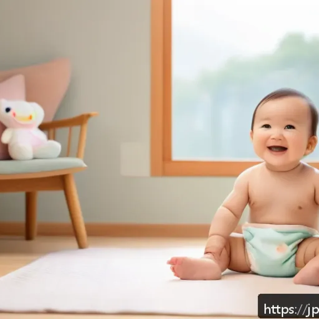 돌잔치 스냅사진 팁 - A natural and heartwarming scene of a smiling baby wearing a diaper, making gentle eye contact with ...